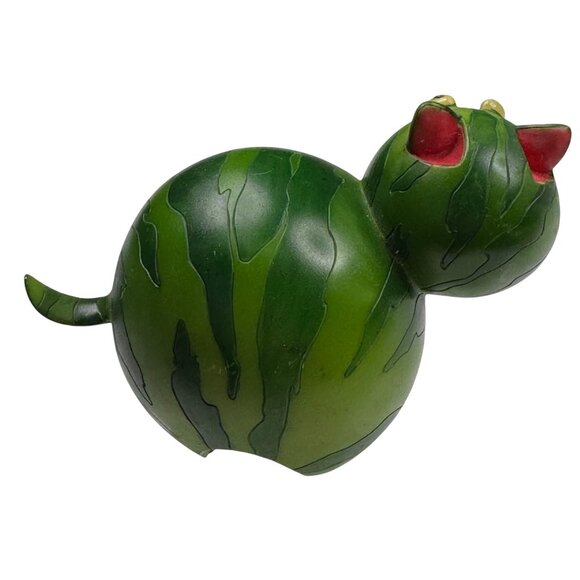 Watermelon Cat Enesco Home Grown Fruit Resin 2007 4008116  Green Figurine Decor - Picture 2 of 11